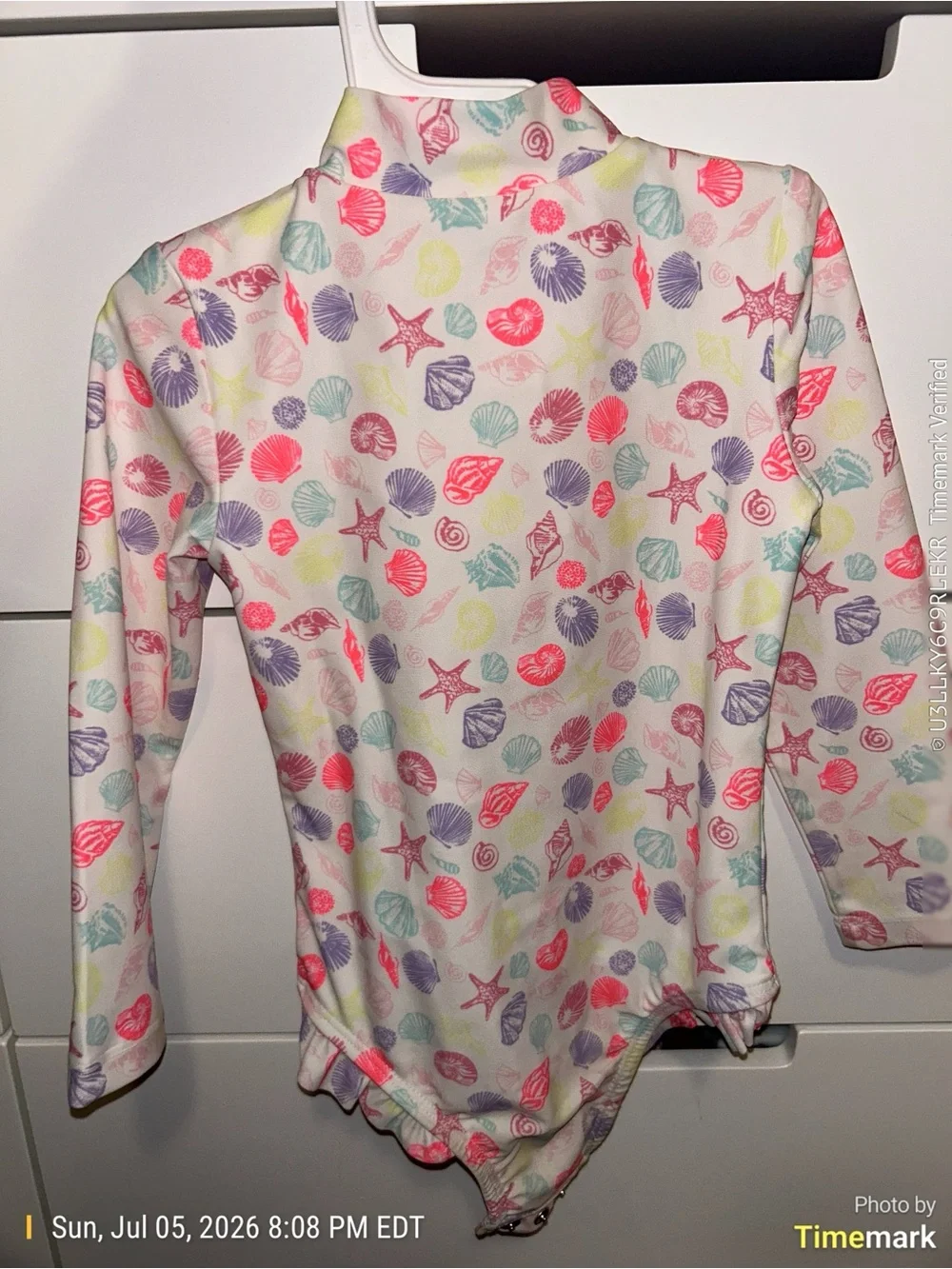GAP Kids 2T White Rashguard with Coral, Lavender & Mint Shell Print
